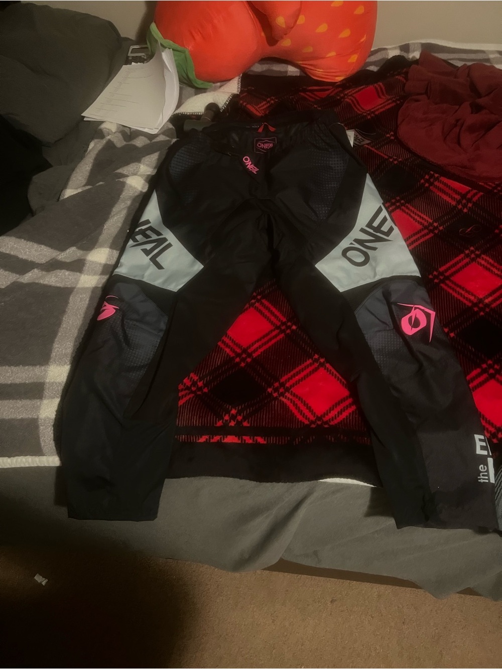 O'Neal Women's Black and Light Gray MX Pants with Pink Accents
